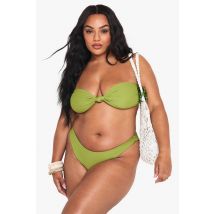 "Plus" Knot Detail Bandeau Bikini Top - Vert Olive - 44, Vert Olive