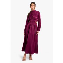 Satin Robe Midaxi Col Haut - Plume - 38, Plume