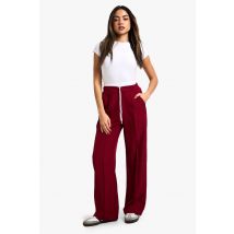 Boxer Waistband Detail Wide Leg Woven Trouser - Rouge Bordeaux - 34, Rouge Bordeaux