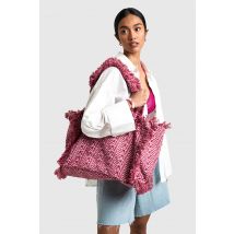 Sac De Plage Oversize Effiloché - Rose - One Size, Rose