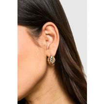 Boucles D'Oreilles Clous Torsadées À Nervures - Jaune Or - One Size, Jaune Or