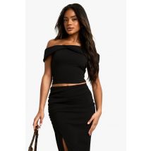 Top En Crêpe Bardot Avec Détail De Nœud - Noir - 38, Noir