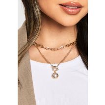 Collier Double-Couche Avec Détail Perle - Jaune Or - One Size, Jaune Or