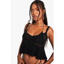 Haut Peplum En Crochet - Noir - S, Noir