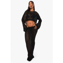 Jupe Maxi De Plage En Crochet - Noir - L, Noir