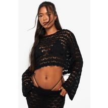 Haut De Plage En Crochet - Noir - L, Noir