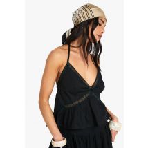 boohoo Femmes Cami Tissee a Bordure en Dentelle | Noir | Taille: 40