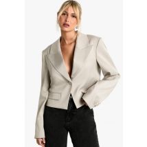 boohoo Femmes Blazer Court Asymetrique a Revers Surdimensionnes | Pierre | Taille: 38