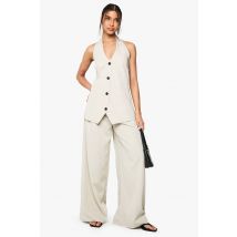 boohoo Femmes Pantalon Tailleur Fluide Plisse a Jambes Larges | Pierre | Taille: 42