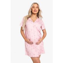 boohoo Femmes Chemise de Nuit de Maternite a Imprime Nœud et Col Boutonne | Rose | Taille: 36