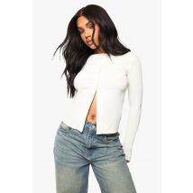 boohoo Femmes Haut a Manches Longues a Boutons et Effet Froisse | Ivoire | Taille: 42