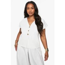 boohoo Femmes Gilet Structure a Boutons Dores Plus | Blanc | Taille: 50