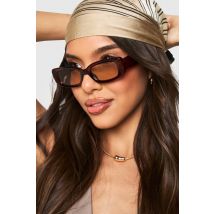 boohoo Femmes Thin Rectangle Sunglasses | Marron