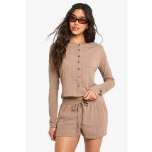 boohoo Femmes Crinkle Tie Wast Runner Short | Moka | Taille: 40