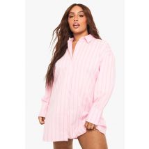 boohoo Femmes Robe-Chemise Surdimensionnee a Rayures Plus | Rose | Taille: 46