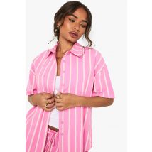 boohoo Femmes Chemise Oversize a Rayures et Manches Courtes | Rose | Taille: 40