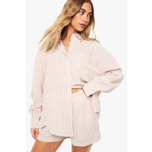 boohoo Femmes Shorts a Taille Contrastante avec Rayures Texturees | Pierre | Taille: 36