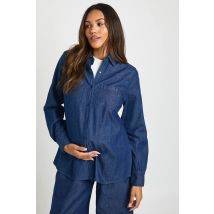 boohoo Femmes Chemise Western en Denim de Maternite | Indigo | Taille: 38