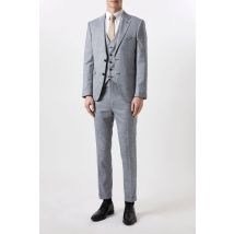 Mens Slim Fit Chambray Blue Slub Suit Jacket