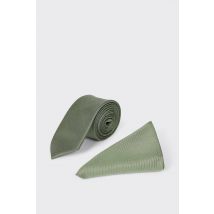 Mens Khaki Tie And Pocket Square Set