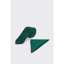 Mens Forest Green Tie And Pocket Square Set