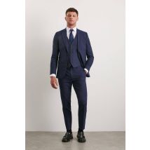 Mens Navy Marl Skinny Fit Suit Trousers