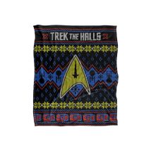 Star Trek The Halls Ugly Christmas Sweater Silky Touch Super Soft Throw Blanket 152 X 127 cm in White