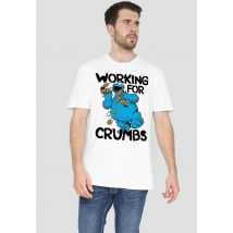 Sesame Street Cookie Monster Working For Crumbs T-Shirt, White | Size: 5X-Large