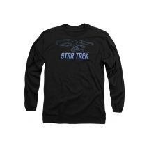 Star Trek Enterprise Outline Long Sleeve T-Shirt, Black | Size: Medium