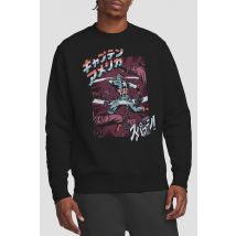 Marvel Captain America Retro Japanese Strike Sweatshirt, Black | Size: Medium