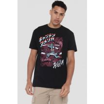 Marvel Captain America Retro Japanese Strike T-Shirt, Black | Size: large