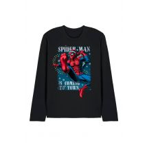 Marvel Men Spiderman Is Coming To Town Long Sleeve T-Shirt, Black | Size: 2X-large