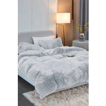Ezysleep Silver Faux Fur Duvet Cover Set | Size: King