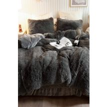 Ezysleep Grey Faux Fur Duvet Cover Set | Size: Single
