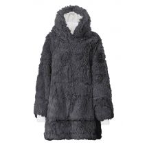 Ezysleep Faux Fur Oversized Luxury Soft Hoodie in Grey