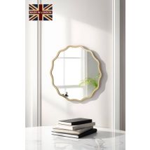 Yearn Mirrors Gold Ripple Framed Circular Wall Mirror 60x60cm