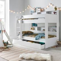 Bedmaster Olly Storage Bunk Bed With Drawer With Spring Mattresses in White | Size: Single