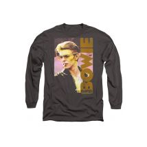 Men David Bowie Smallokin Mens Long Sleeve T-Shirt-Charcoal