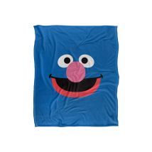 Sesame Street Grover Face Silky Touch Super Soft Throw Blanket 152 X 127 cm in White