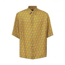 Fendi Men Geometric Print Silk Shirt - Yellow | Size: 41R