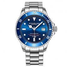 STÜHRLING Original Men Lumina Swiss Automatic Depthmaster 42mm Diver Watch with Stainless steel Bracelet in Blue