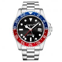 STÜHRLING Original Men Meridian 3965 Quartz 42mm Diver Stainless Steel Bracelet 22mm in Red