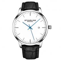 STÜHRLING Original Men Rasa Men's Classic Quartz Date Watch with Leather Strap in White