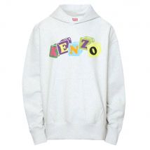 Kenzo Men Coloured Block Logo Grey Hoodie | Size: Medium