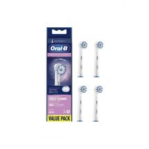 Oral B Clean & Care Sensitive Clean 'Replacement Toothbrush Head', Pack of 4 in Blue