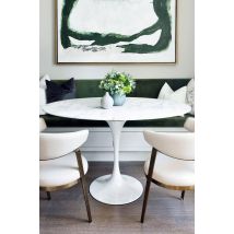 Fusion Living Marble Tulip Medium Circular Dining Table in White
