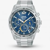 Lorus Men Solar Chronograph Bold Blue Sports Watch Dt RZ511AX9 in Silver