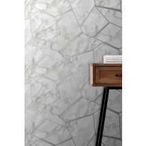 Fresco Fractal Marble White/Silver in Grey