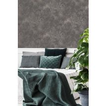 Boutique Gilded Concrete Textured Effect Plain Wallpaper in Grey