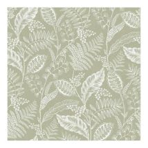 Fresco Artisan Leaf Sage Wallpaper in Green